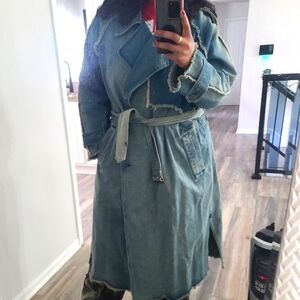 Blue jean belted trench